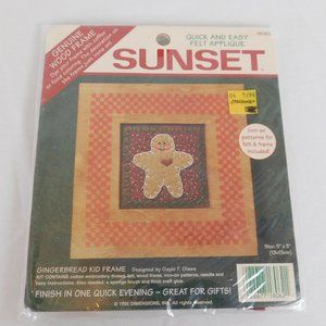 Sunset Gingerbread Kid Frame Kit Felt Applique Size 5" x 5" Vtg 1995 Dimensions